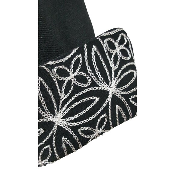 Coldwater Creek 2pc Black Jacket Cardigan Shell M Embroidered Cuffed Elegant - Picture 5 of 10